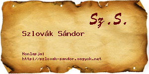 Szlovák Sándor névjegykártya