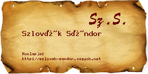 Szlovák Sándor névjegykártya